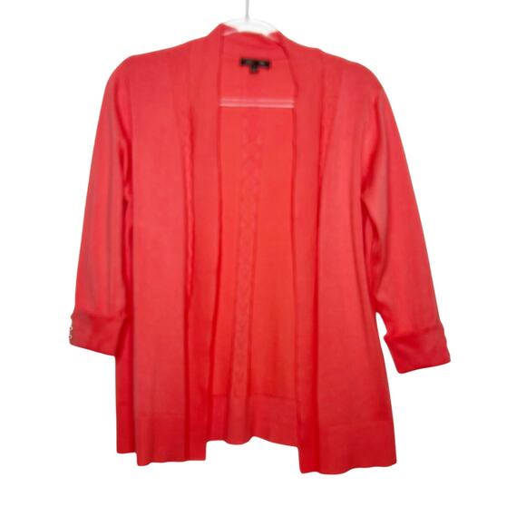 LETY & ME Cardigan Sweater Open Front 3/4 Sleeve Shawl Collar Peach Size Large - Picture 2 of 8